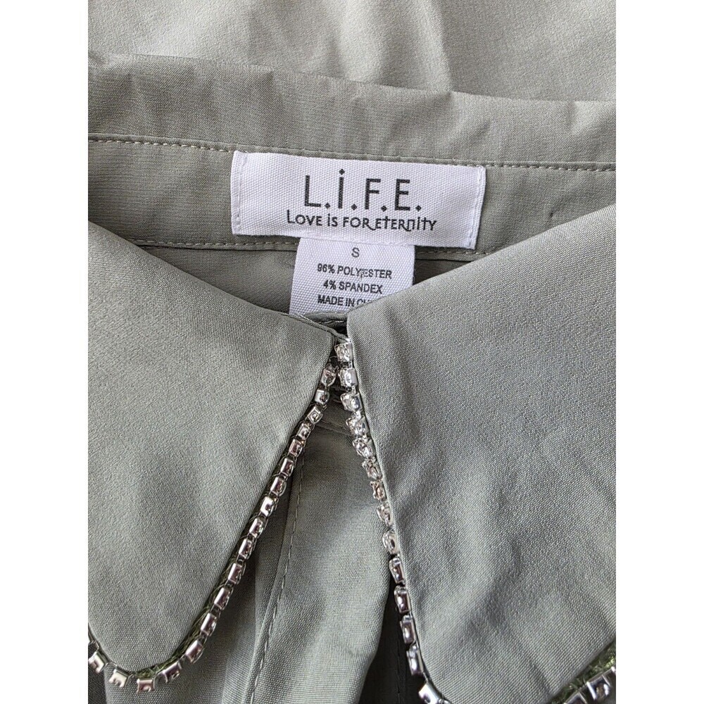 Love Is Eternity Blouse Green Diamonds Size Small Women's LIFE - Picture 3 of 3